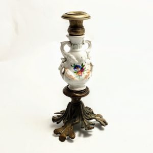 Świecznik z porcelany i mosiądzu, Śląsk