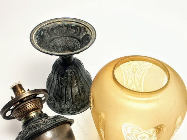 Lampa naftowa ze szklanym kloszem, Wild & Wessel, XIX w. - obrazek 4