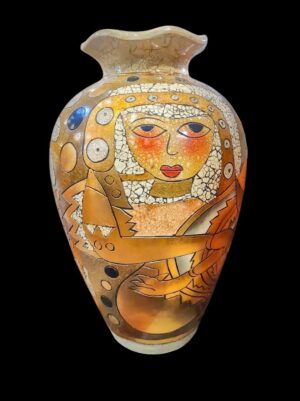 Złocony duży wazon podłogowy z manufaktury Alexandra Kalifano USA  XX w.