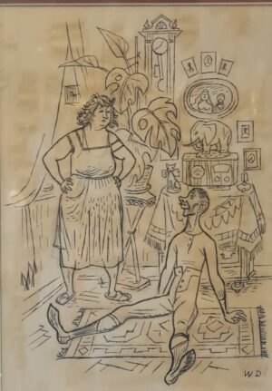 Rysunek satyryczny - Władysław Bartoszewicz ok 1970