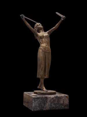 Figura z brązu 'Kobieta tańcząca z mieczami' - XIX wiek, Francja