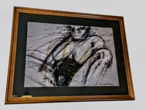 Rysunek aktu kobiecego autorstwa Jerzego Kawalerowicza, technika mieszana na papierze, lata 70-te XX wieku.