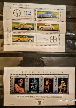 Kolekcjonerskie bloki rocznicowe polskich znaczków pocztowych z lat 70. XX wieku