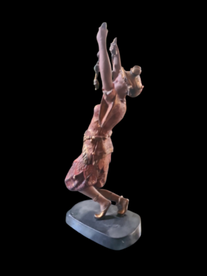 XIX-wieczna angielska figurka z brązu przedstawiająca orientalną postać niosącą lampę naftową