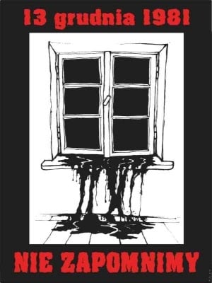 Plakat upamiętniający stan wojenny w Polsce 1981 roku, autorstwa Jacka Kilińskiego.