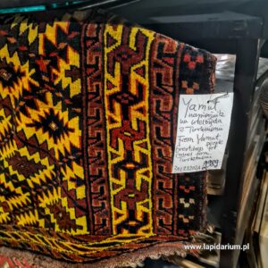 Perska sakwa dla wielbłąda z XIX wieku z wysokiej klasy tkaniny dywanowej, widok frontu.