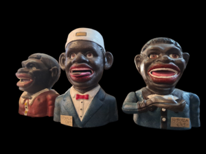 Historyczna ceramiczna skarbonka figuralna Murzyn z XX wieku, przedmiot kolekcjonerski
