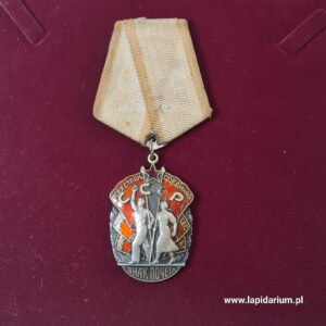 Srebrny medal radziecki Znak Honoru ZSRR, sygnowany Monetnyj Dwor, widok awersu i rewersu