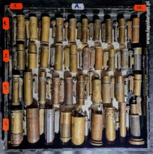 Zapalniczka okopowa ręcznie wykonana z łuski wojskowej, okres I lub II wojny światowej