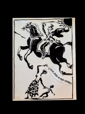 Oryginalny rysunek satyryczny Andrzeja Czeczota zatytułowany 'Wady Polaków'