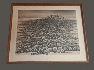 Józef Gielniak – technika mieszana, linoryt podmalowany i podrysowany, 1963 rok, sztuka polska XX wieku