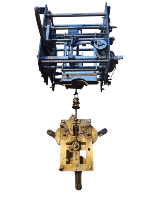 Mechaniczny rejestrator czasu pracy firmy Simplex, model punch card z około 1922 roku, widok na mechanizm