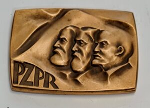 Medal PZXPR z wizerunkami Karola Marksa, Fryderyka Engelsa i Włodzimierza Lenina, okres PRL.
