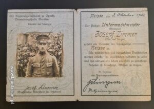 Oryginalny dokument Ausweis żołnierza z okresu I wojny światowej, widok frontu