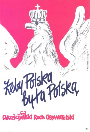 Oryginalny plakat wyborczy Związku Harcerstwa Narodowego (ZHN) z lat 90. XX wieku na białym tle