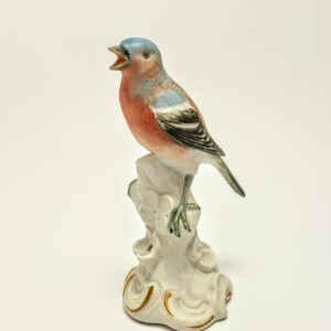 Ceramiczna figurka ptaka zięby sygnowana VEB Unterweißbacher z okresu NRD