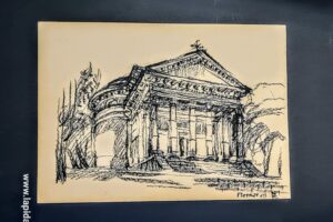 Rysunek kredą autorstwa Ryszarda Natusiewicza, nauczyciela architektów, format A3, Warszawa