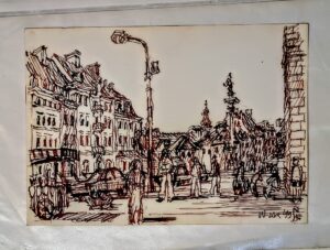 Rysunek tuszem autorstwa Ryszarda Natusiewicza, nauczyciela architektów, format A4 na papierze bristol.