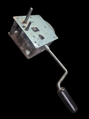 Sprawny metalowy mechanizm napędowy z korbką do zabytkowego patefonu