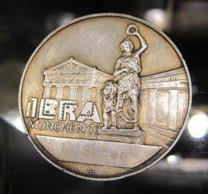 Srebrny medal pamiątkowy IBRA MUNCHEN 1973, wystawa filatelistyczna, rewers i awers.