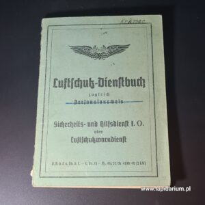 Niemiecka książeczka obrony powietrznej Luftschutzdienstbuch Otto Krämer, III Rzesza, stan bdb