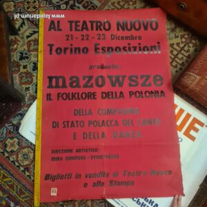 Oryginalny plakat z występów zespołu Mazowsze z kolekcji Sygietyńskiego i Miry Zinińskiej - sztuka vintage