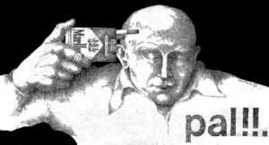 Rysunek piórkiem Jacka Kilińskiego z 1979 roku - satyra na malarzy, oryginalna grafika