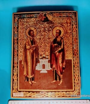 Prawosławna ikona Matki Bożej Życiodajne Źródło, tempera na desce, Rosja XIX wiek – widok frontowy.