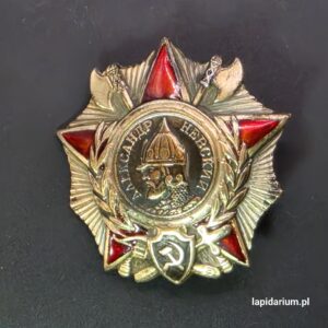 Radziecki Order Aleksandra Newskiego z legitymacją i certyfikatem Lapidarium